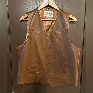 Scully Chocolate Brown Genuine Leather Vest 42/L